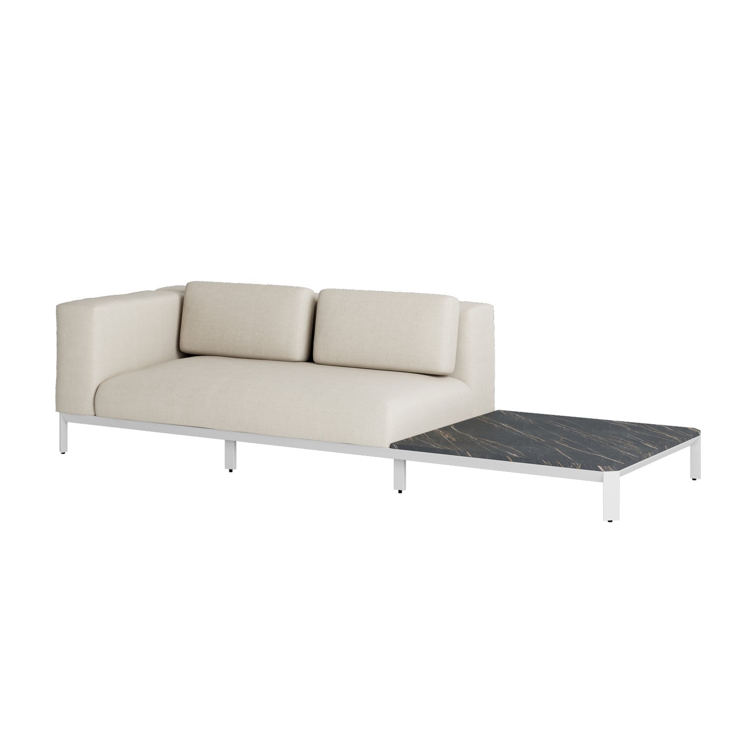 MAUROO - Outdoor Long Sofa With Table/Arm